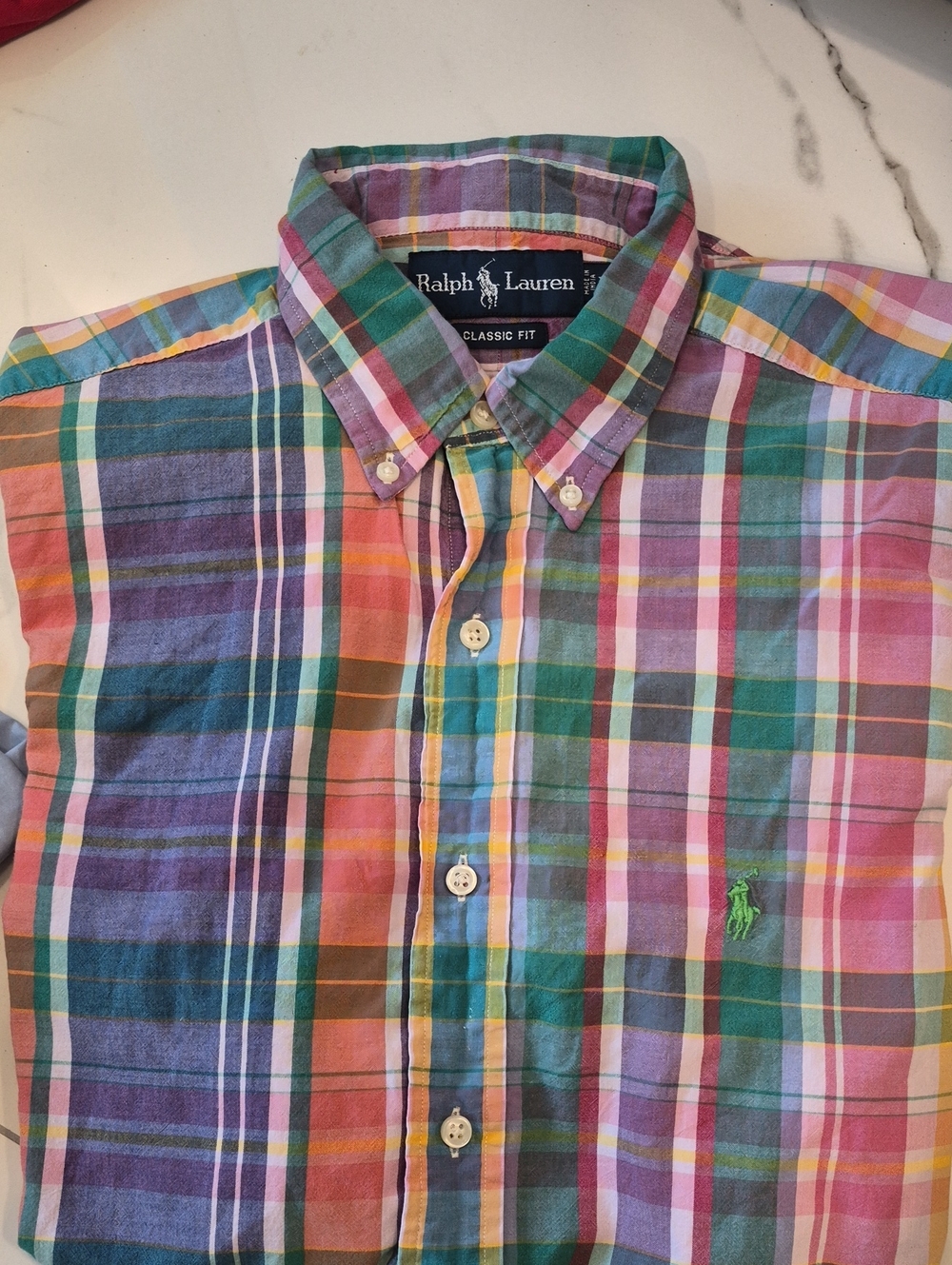 Ralph Lauren Multicolor Plaid Button-Down Shirt with Green Pony